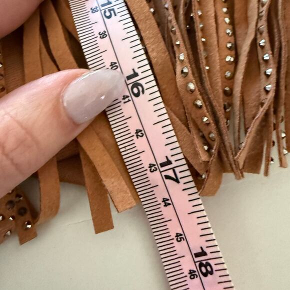 NYLON apparel Western Cowgirl Studded Sparkly Faux Suede Fringe Skirt W/Belt 3XL - Picture 8 of 8